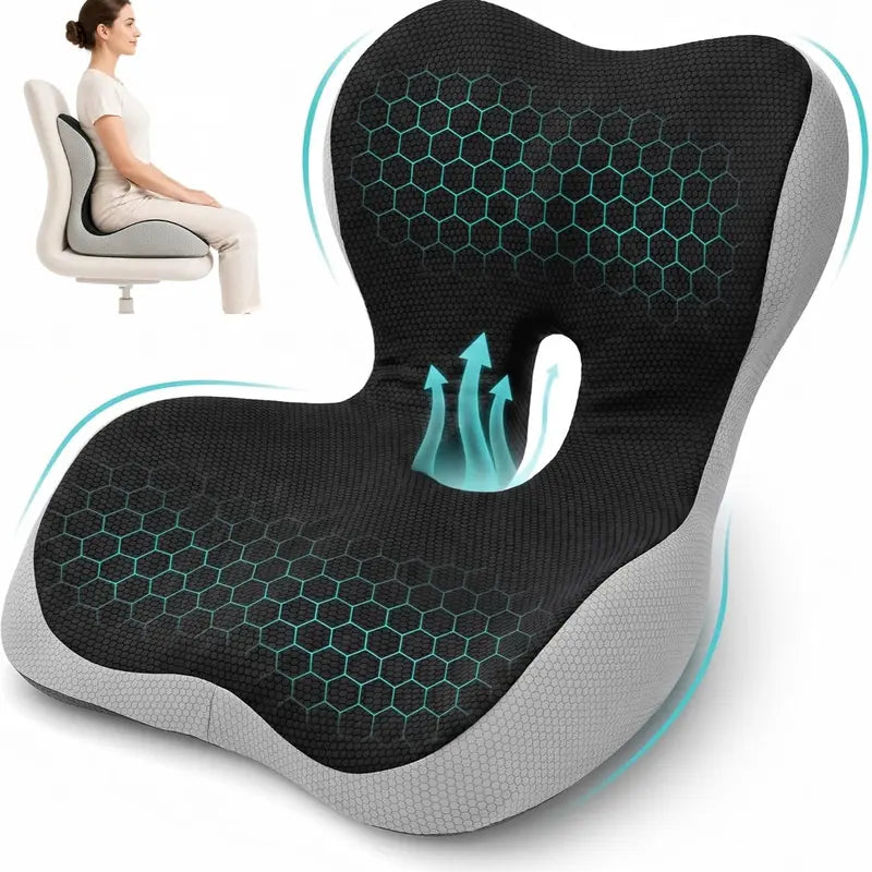 Memory Foam Seat Cushion, 5-Zone Hip Relief & Posture Support