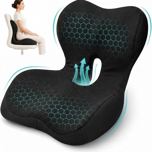 Memory Foam Seat Cushion, 5-Zone Hip Relief & Posture Support