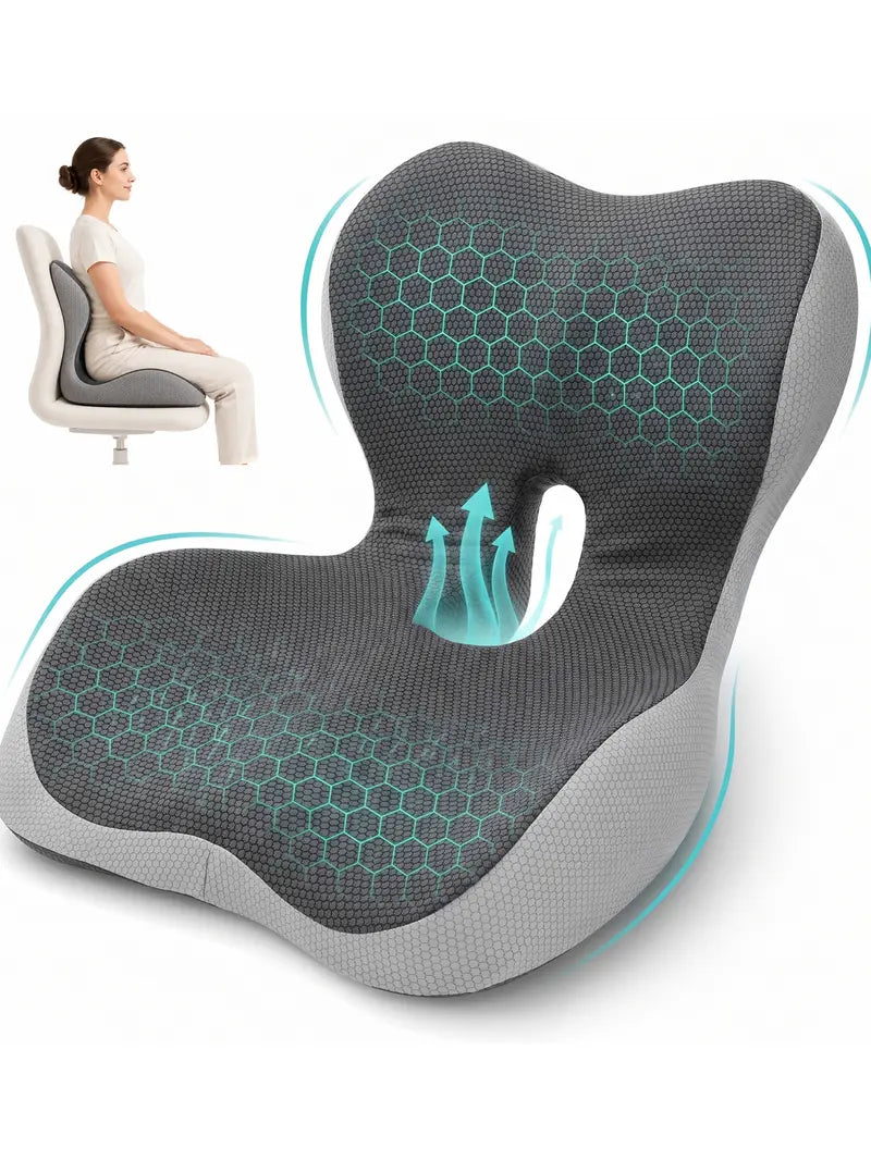 Memory Foam Seat Cushion, 5-Zone Hip Relief & Posture Support