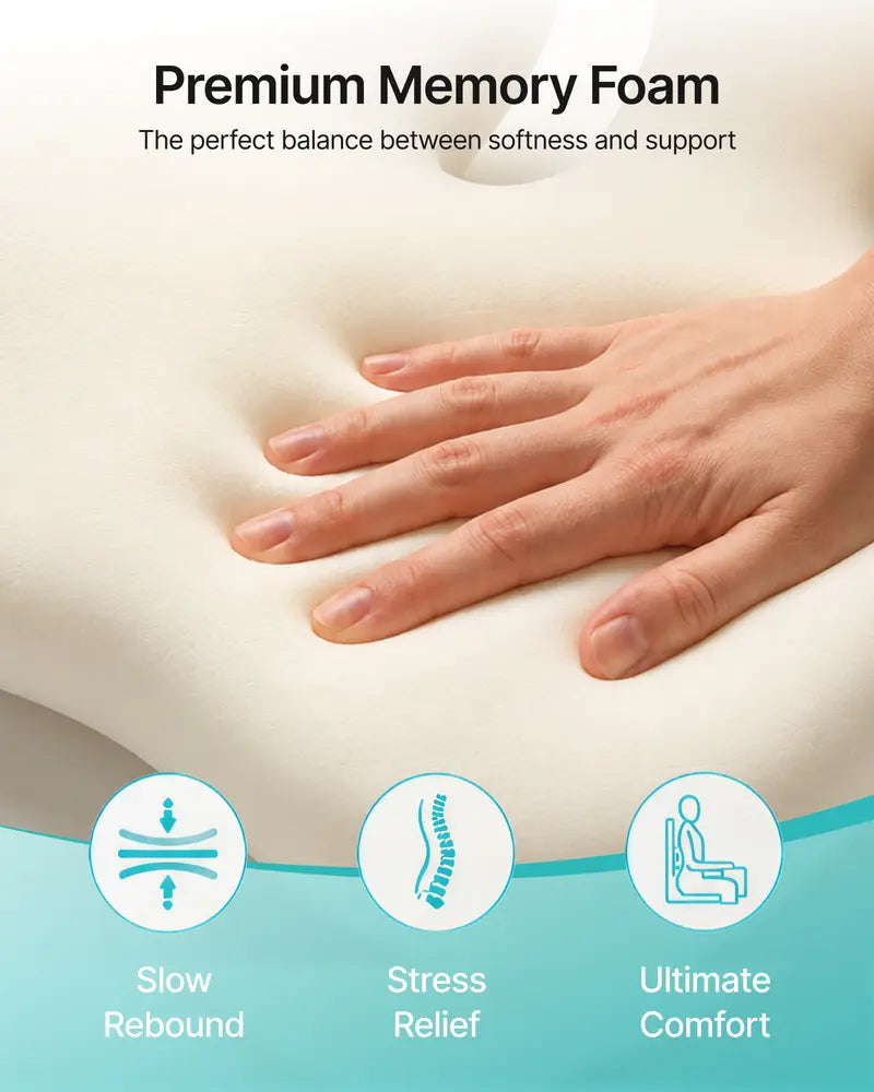 Memory Foam Seat Cushion, 5-Zone Hip Relief & Posture Support